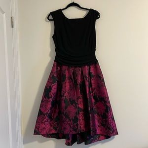 Black and Pink Flora Dress with Pockets